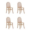 Manhattan Comfort Paragon Dining Chair 2.0 in Nature and Cane, Set of 4 2-DCCA12-NA